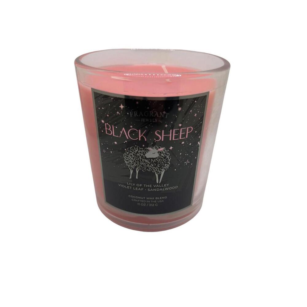 Fragrant Jewels Black Sheep Sandalwood Scented Candle 11oz Pink Jar 2-Wick